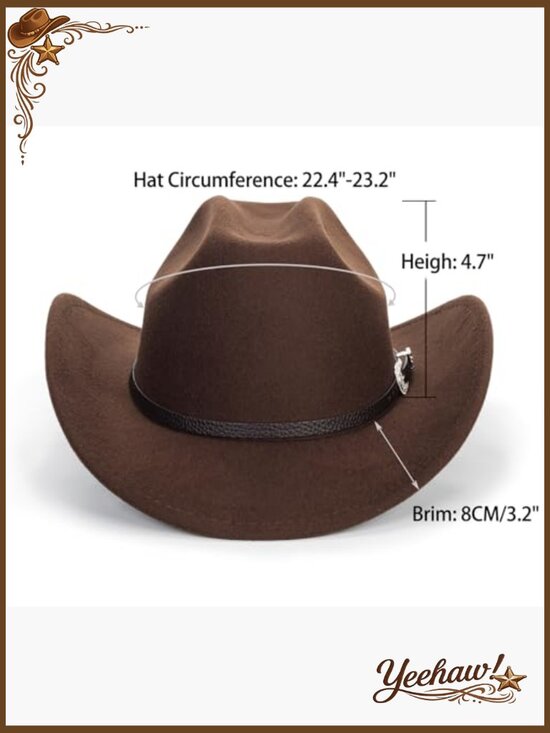 Adjustable Felt Cowboy Hat with Buckle Belt for Western Rodeo Outfits main image 4